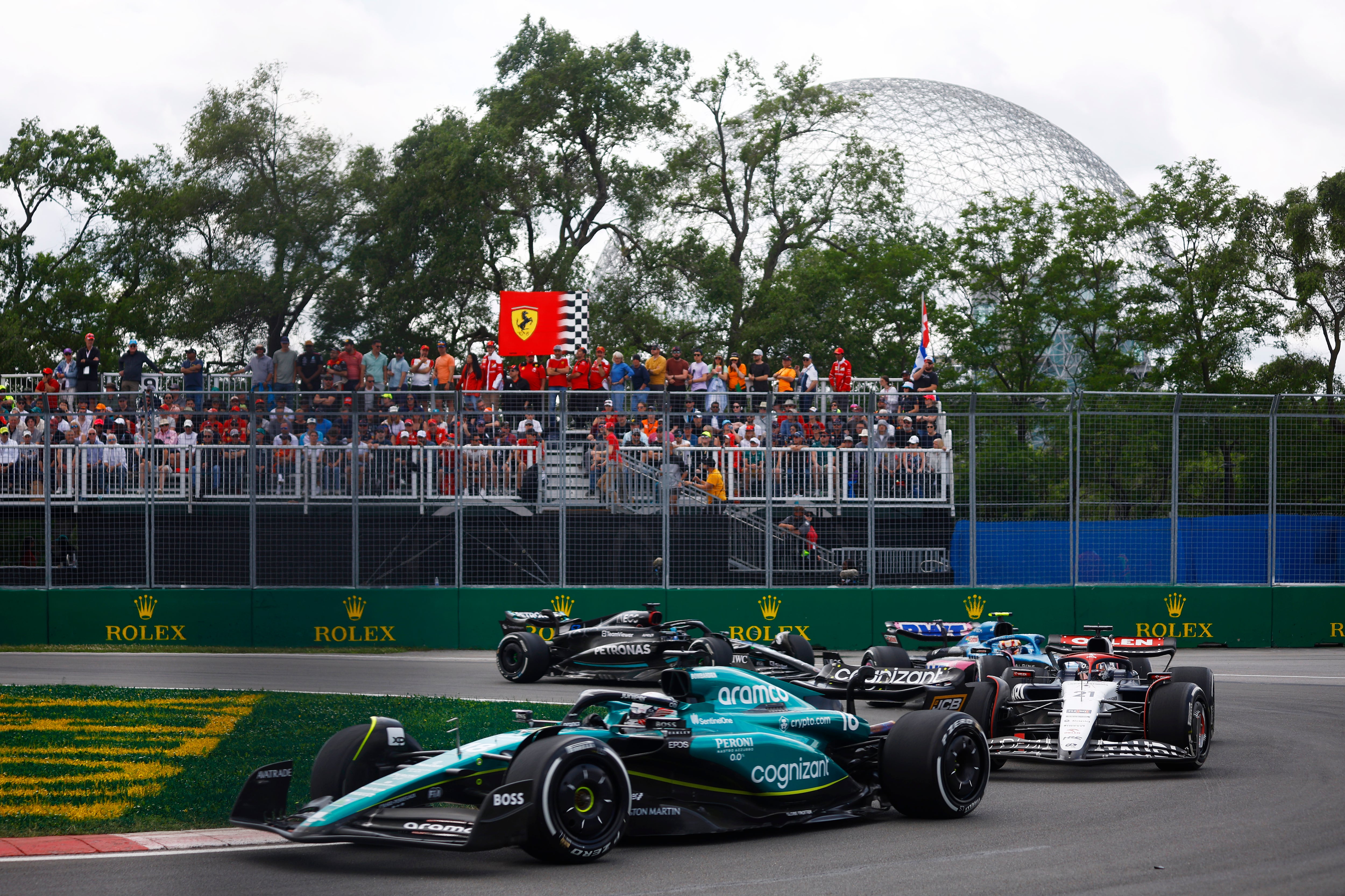 Nyck de Vries y Lance Stroll durante el GP de Canadá de Fórmula 1