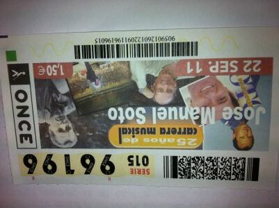 Fotografía real de uno de los cupones homenaje a José Manuel Soto.