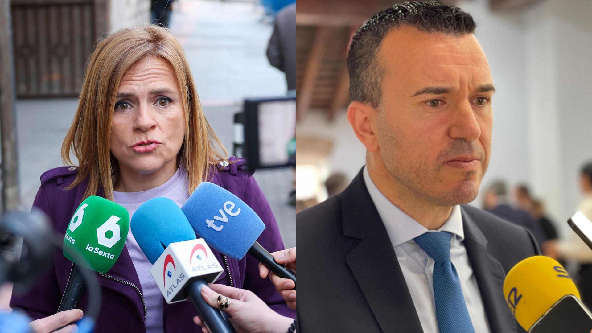 La delegada del Gobierno, Pilar Bernabé, y el presidente de la Diputación de Valencia, Vicent Mompó, en dos imágenes de archivo.