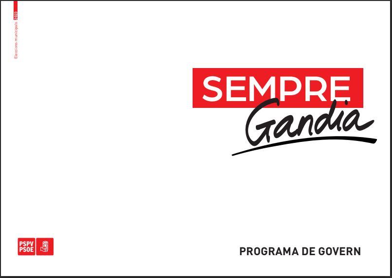 Portada del programa electoral del PSPV de Gandia.