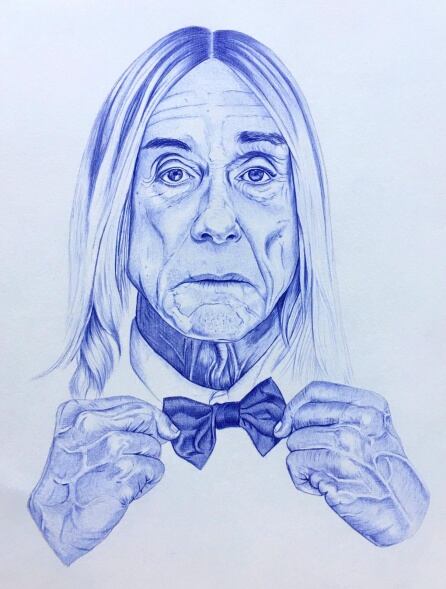 Retrato a bolígrafo de Iggy Pop