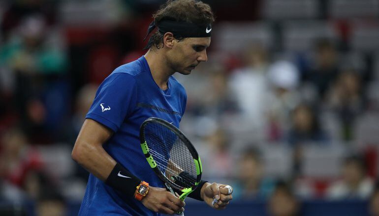 Rafa Nadal cierra el puño en su victoria frente a Fognini en Shangai