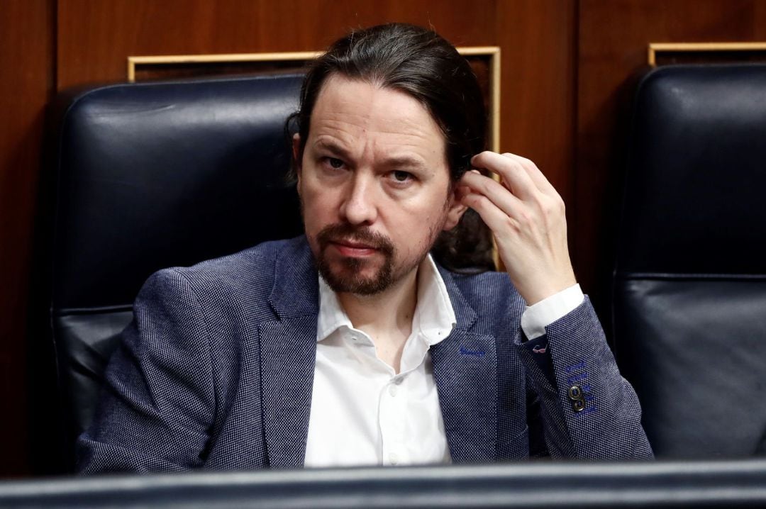 El vicepresidente segundo del Gobierno, Pablo Iglesias, durante el pleno celebrado este jueves en el Congreso