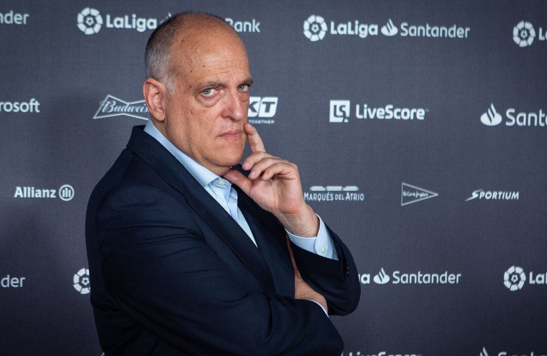 Javier Tebas durante el último acto