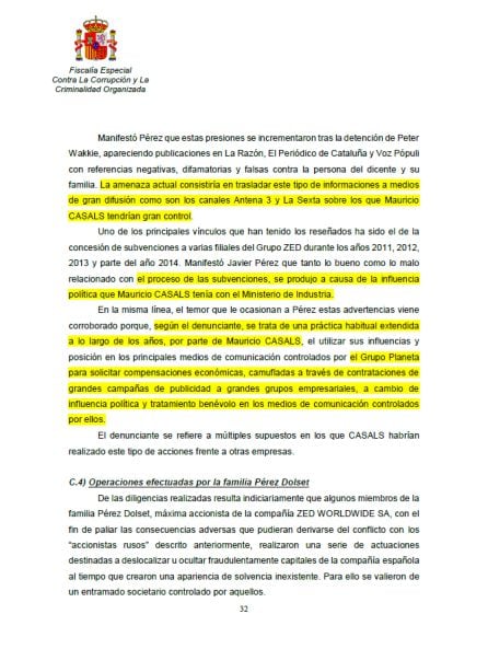 Extracto de la querella de la Fiscalía