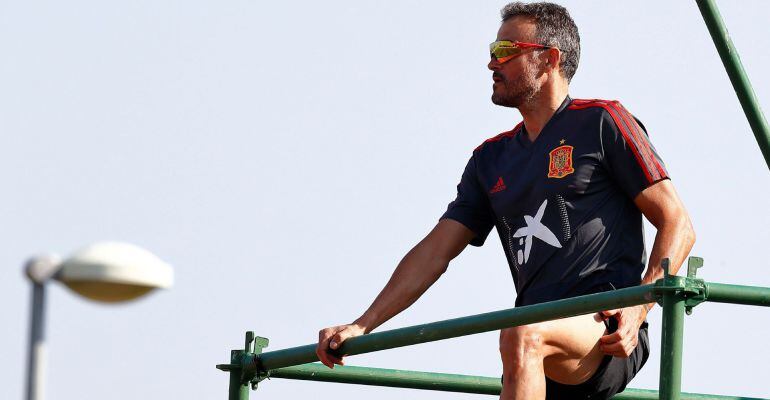 Luis Enrique, durante el entrenamiento de la Selección