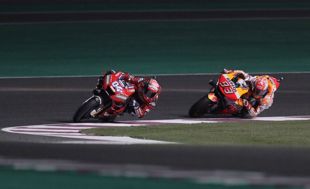 Dovizioso y Márquez, en acción