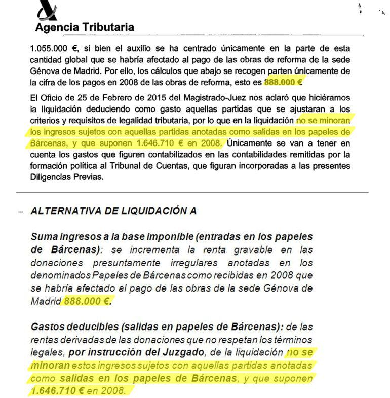 Arriba, el informe oficial de la Agencia Tributaria; abajo, el documento interno de Hacienda.