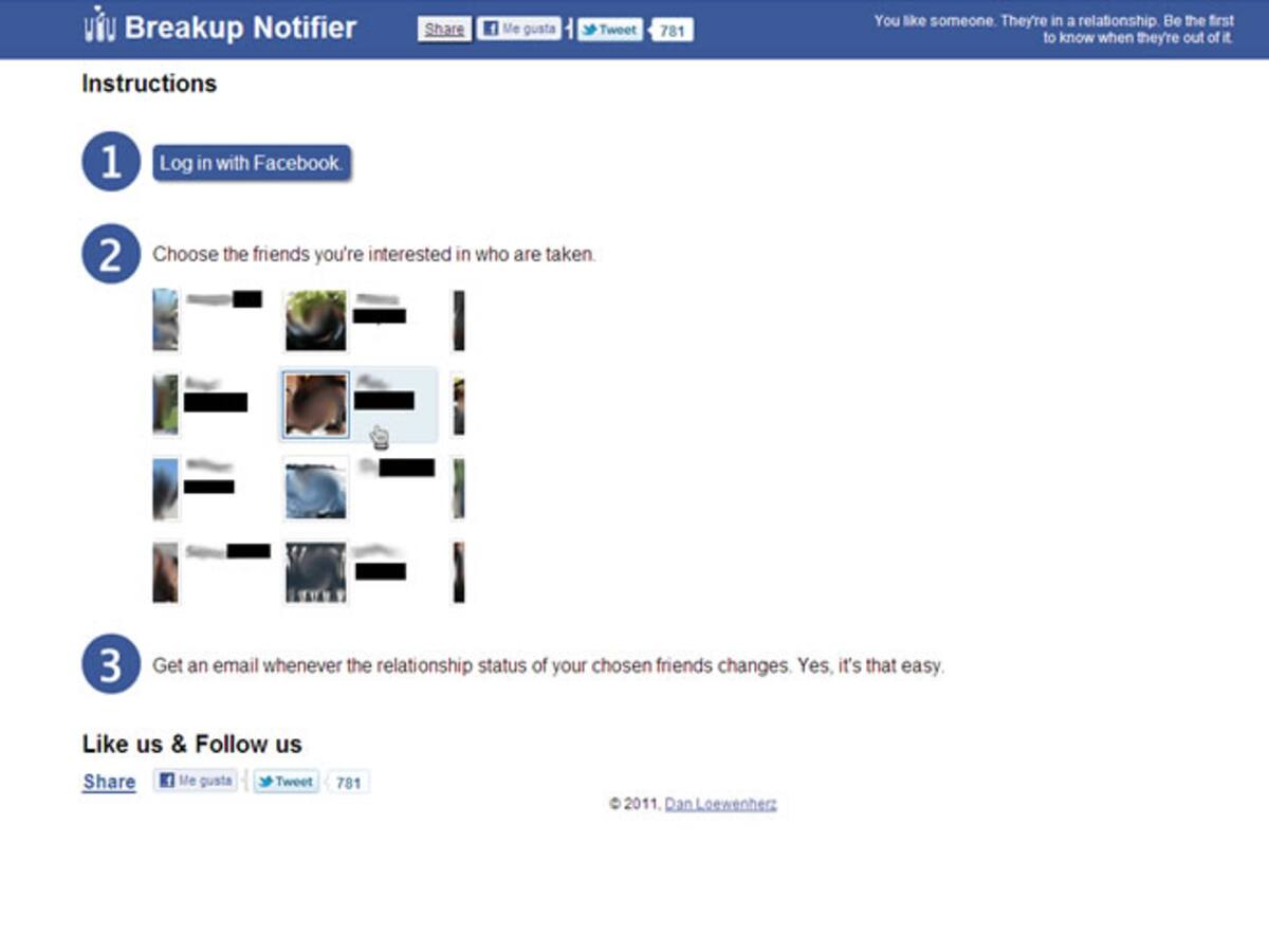 Una aplicación de Facebook te chiva si quien te gusta se queda soltero