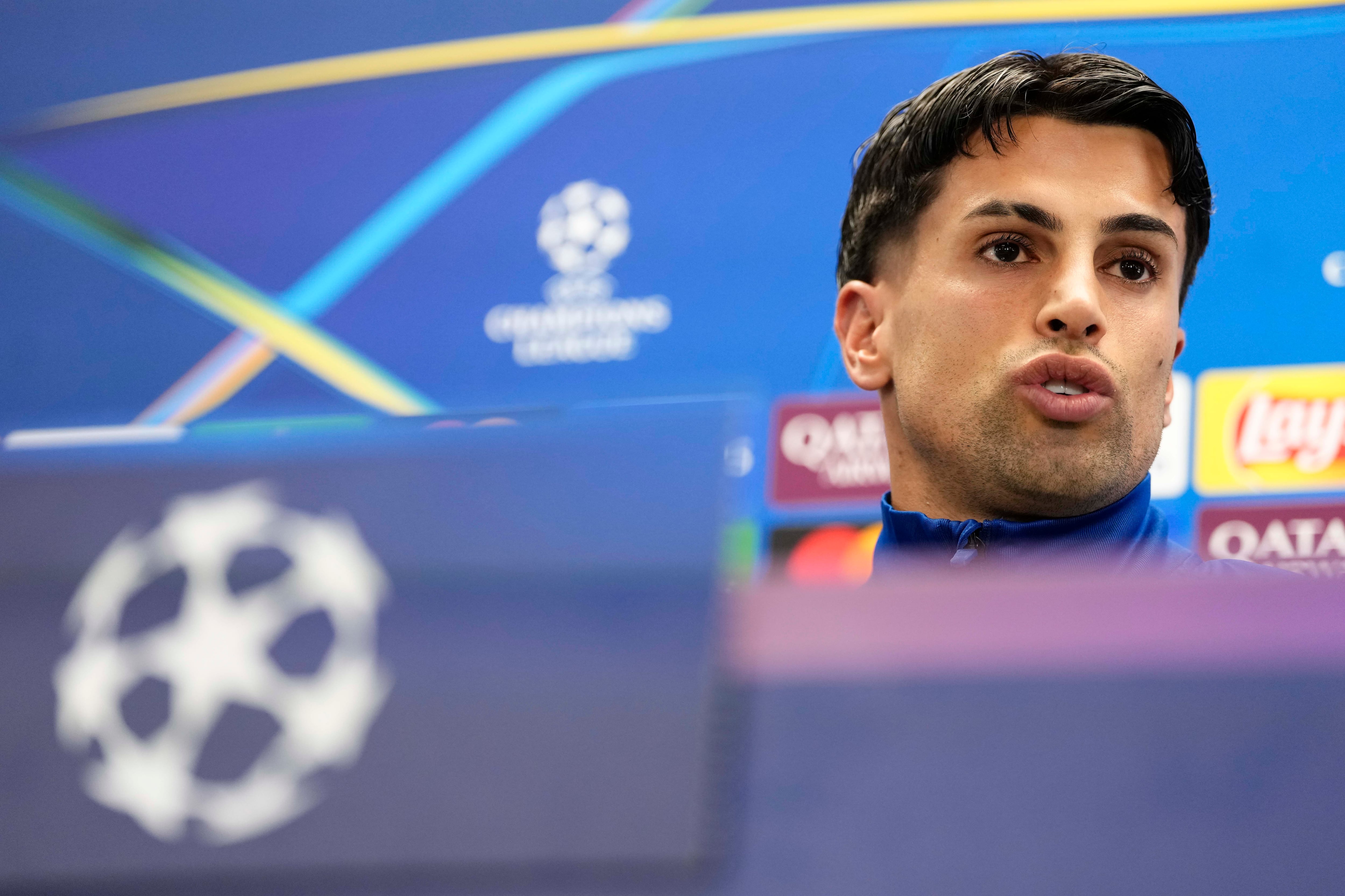 Joao Cancelo, en la rueda de prensa previa al Barça-Atlético de Champions