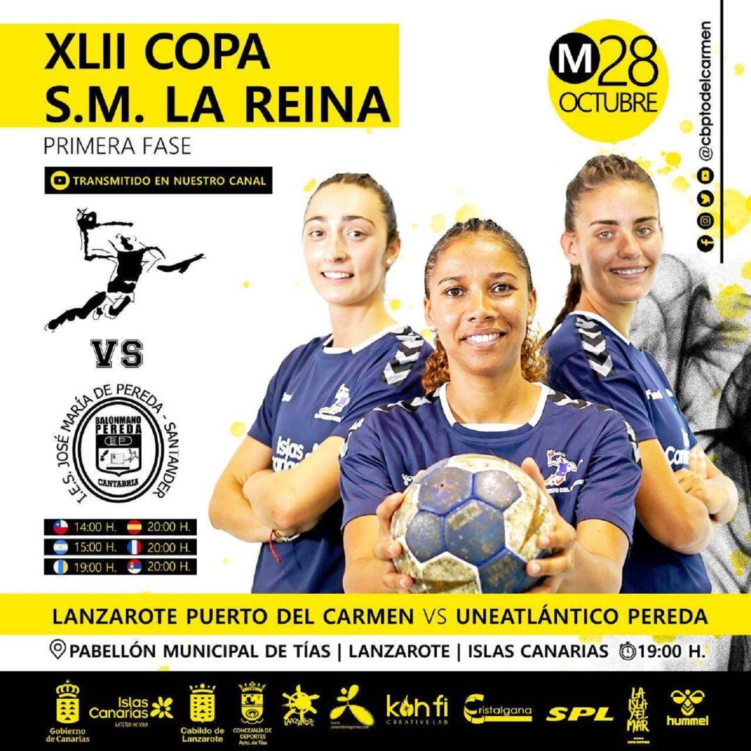 Cartel del partido de la Copa de la Reina en Tías.