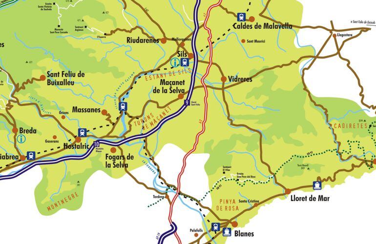 El mapa de la comarca de La Selva.