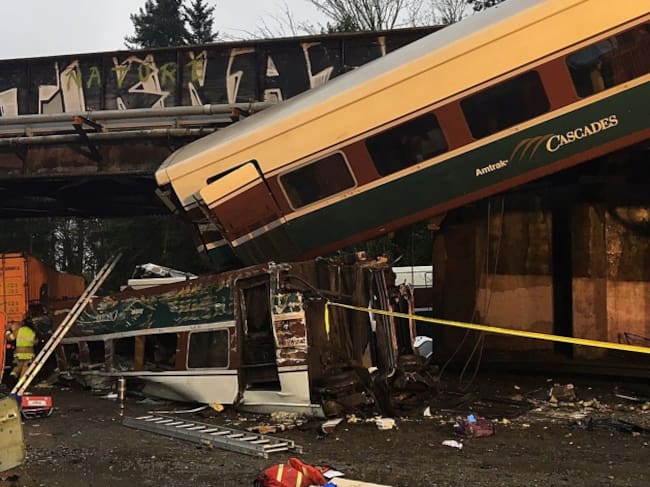 Las imágenes del accidente de tren en Seattle