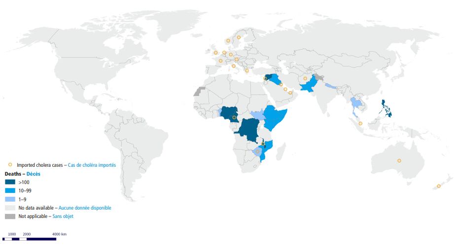 Países que reportaron casos de cólera en 2022