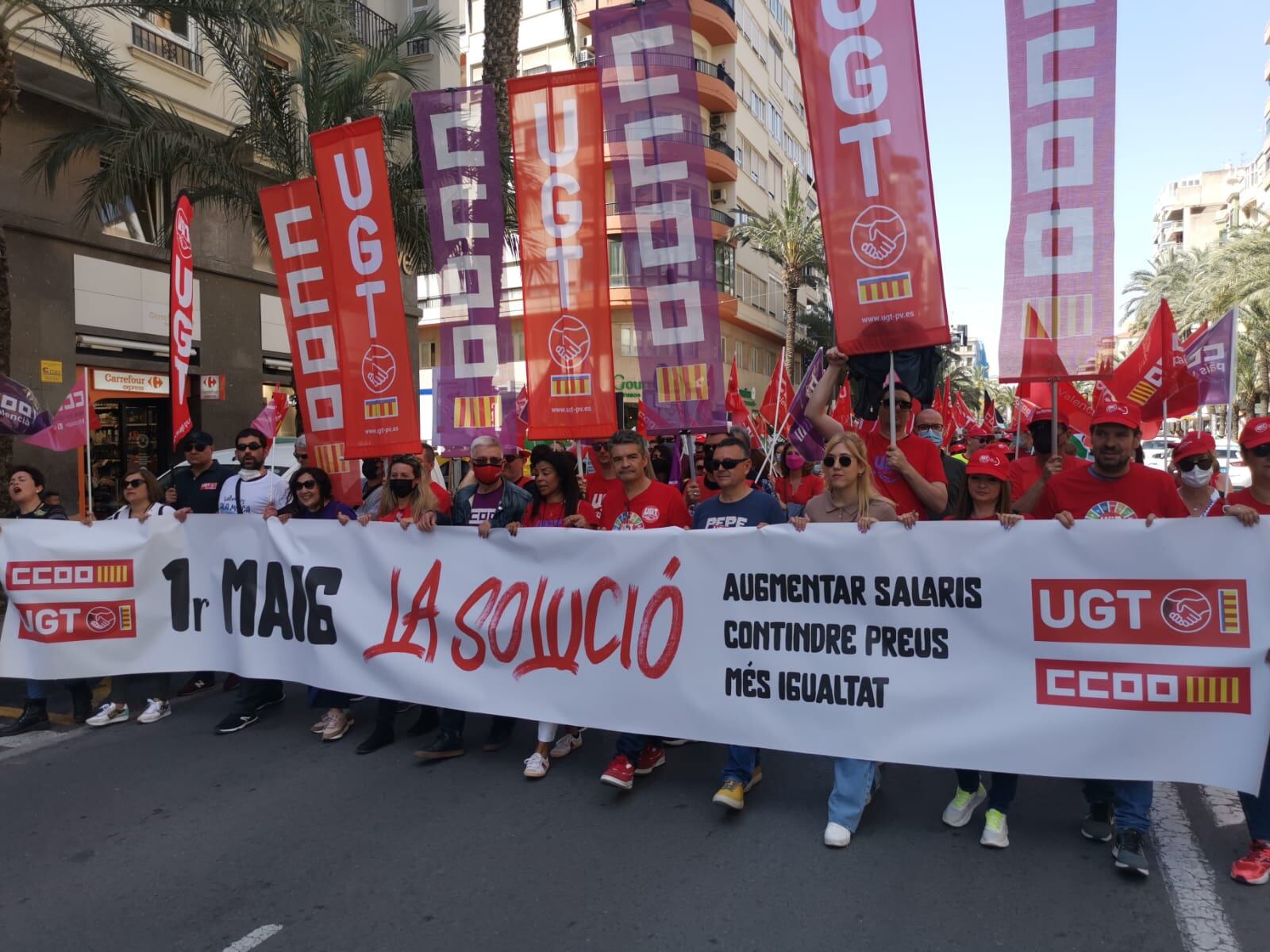 Cabecera de la manifestación del 1 de mayo en Alicante