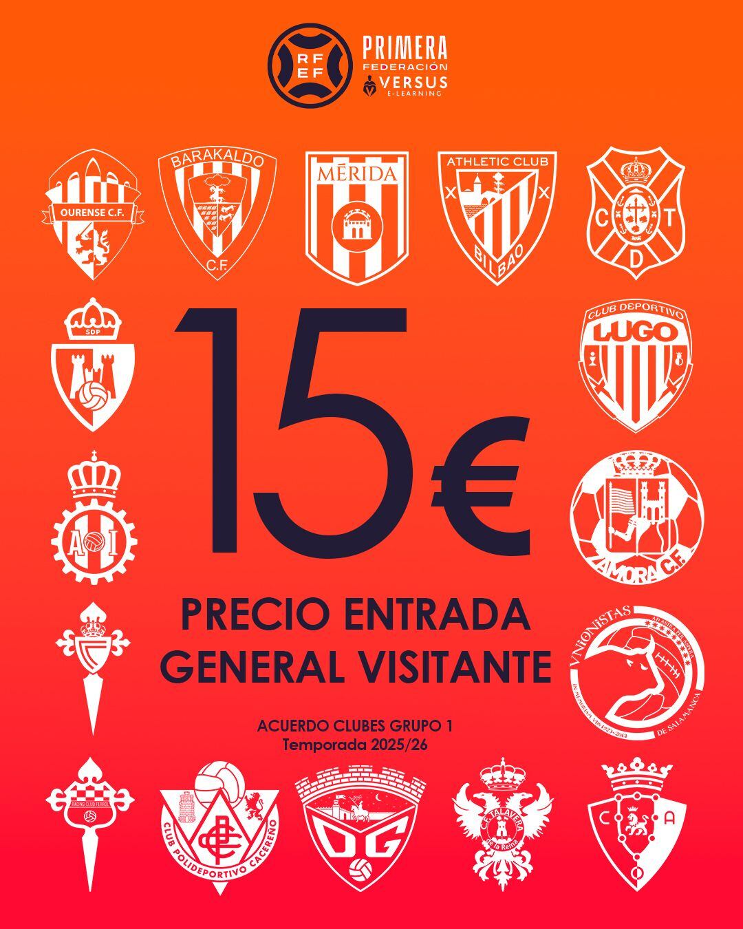 A 15€ las entradas de los 16 equipos que han firmado el acuerdo .Arenas, Castilla, Pontevedra y Arenteiro no lo han firmado