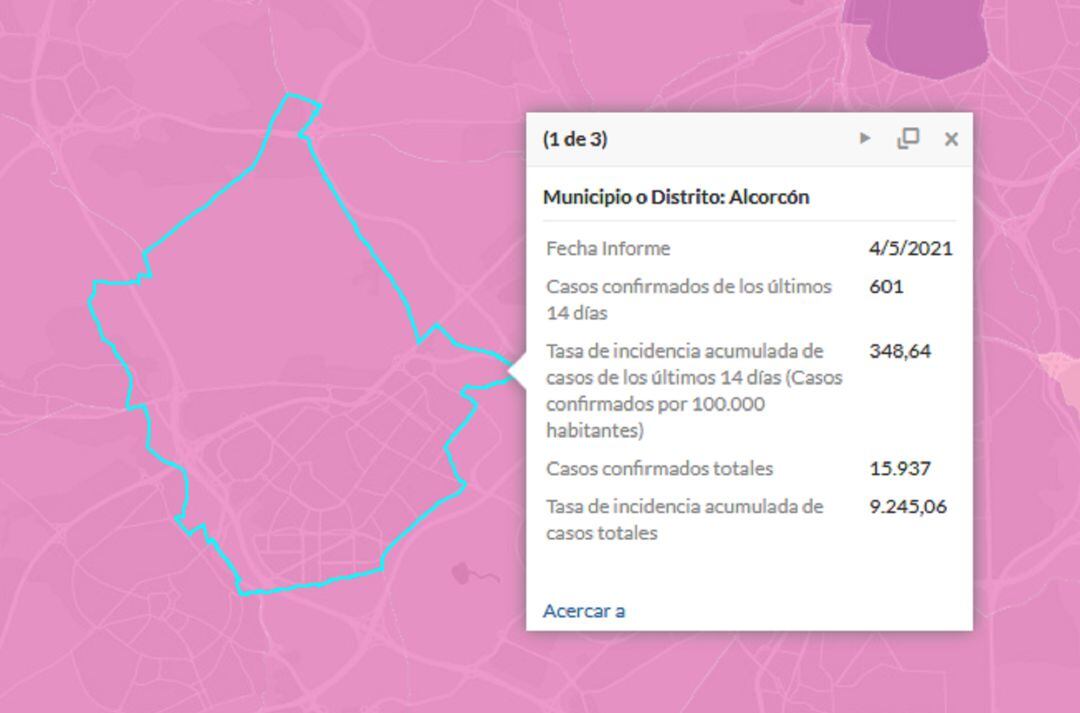 Situación epidemiológica de Alcorcón a 4 de mayo de 2021