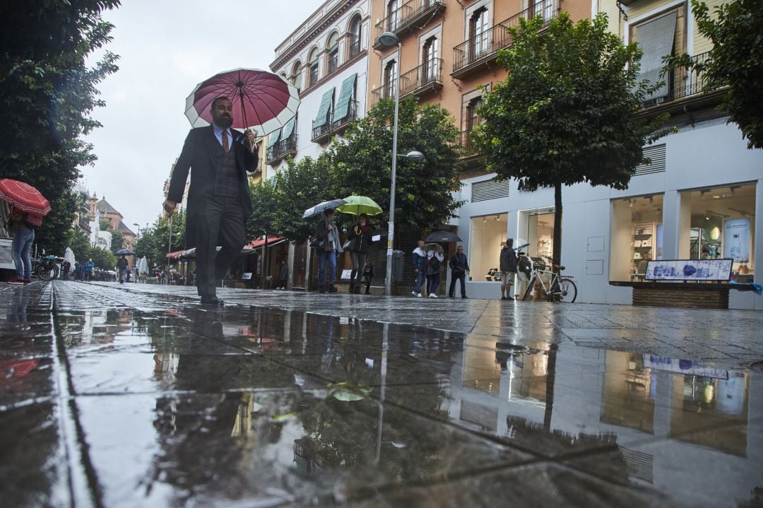 Día lluvioso en Sevilla.