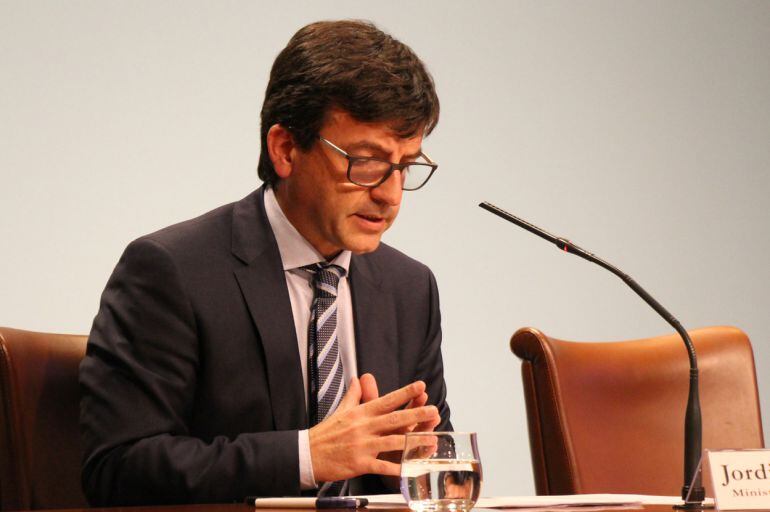 El ministre de Finances, Jordi Cinca, en la roda de premsa posterior al Consell de Ministres.