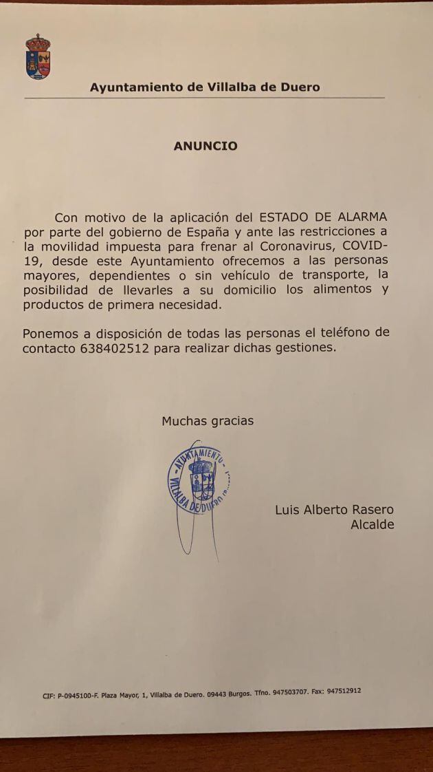 Anuncio del Ayuntamiento de Villalba