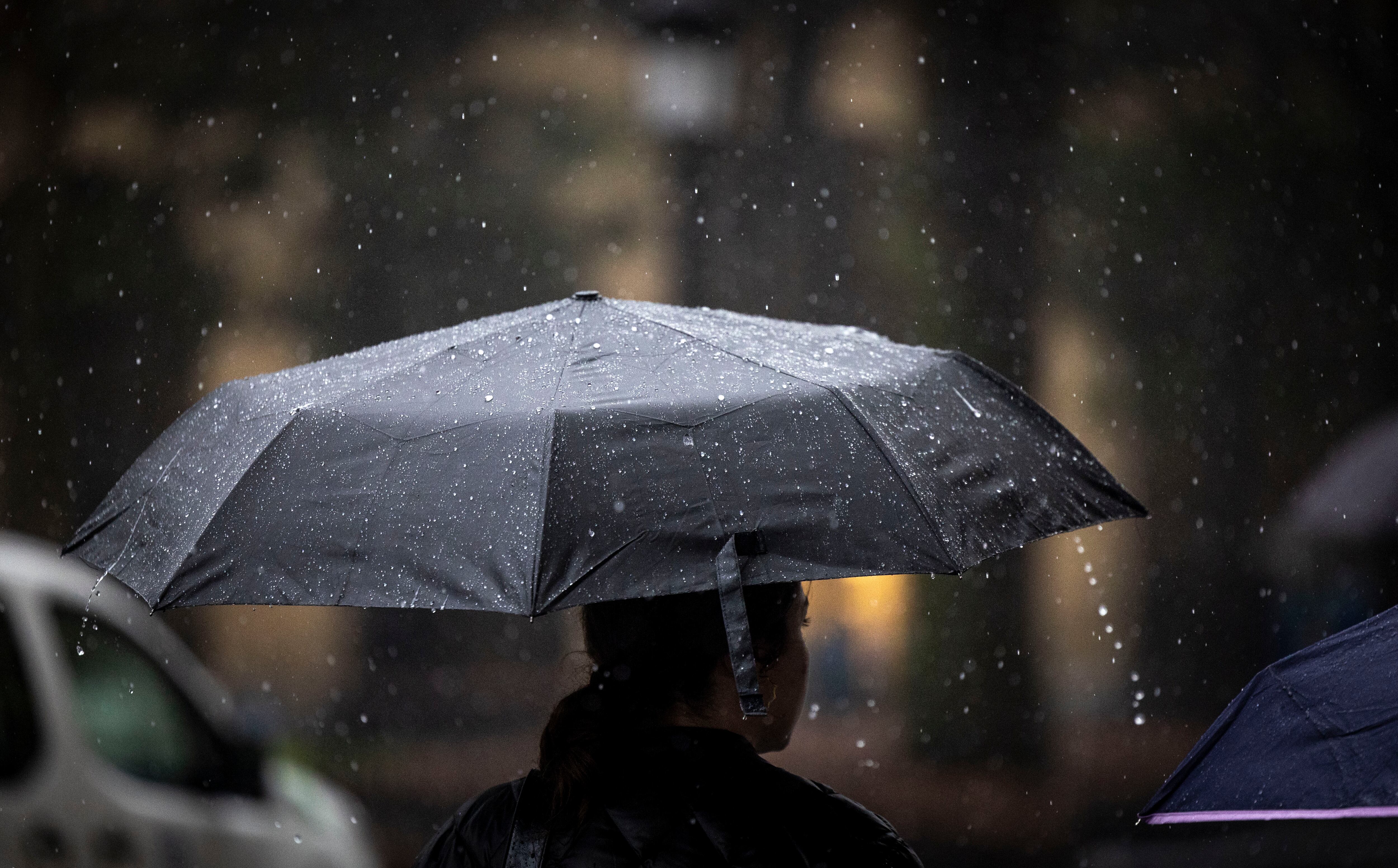 SAN SEBASTIÁN, 15/01/2024.- Una mujer camina bajo su paraguas este lunes en San Sebastián. Los cielos en el País Vasco se presentan hoy muy nubosos con lluvias débiles, localmente moderadas, más frecuente en la vertiente cantábrica y durante la primera mitad del día, las temperaturas ascenderán y el viento soplará del suroeste flojo a moderado, con rachas fuertes en zonas expuestas. EFE/Javier Etxezarreta
