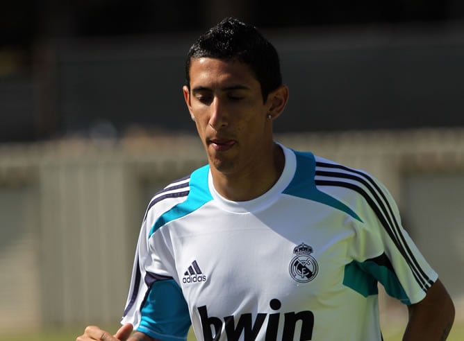 Di María, durante un entrenamiento con el Real Madrid