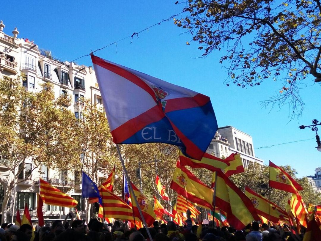 La bandera del Bierzo ondeó en una concentración a favor de la unidad de España