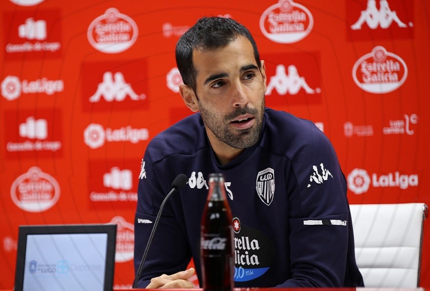 EL capitán del CD Lugo, Carlos Pita, durante una rueda de prensa.