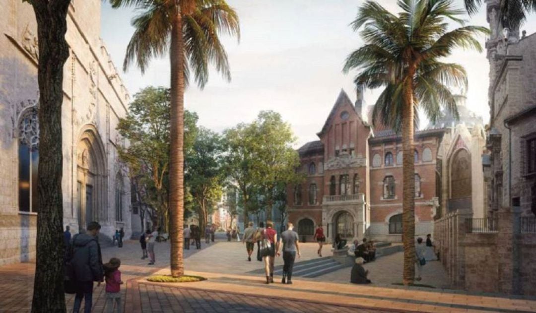 Simulación de reforma en el entorno de Plaza de Brujas, Mercado Central y La Lonja