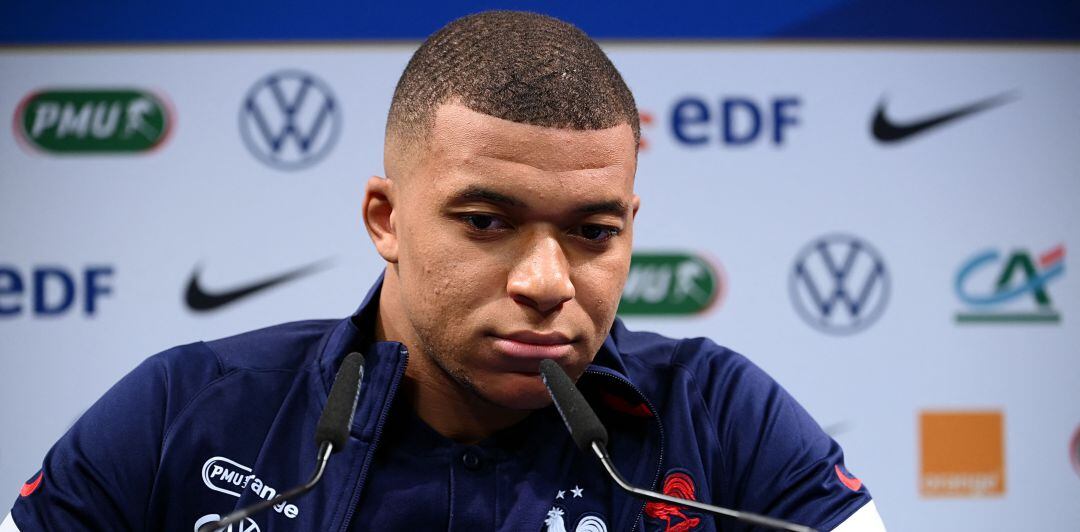 Kylian Mbappé, durante la rueda de prensa de este domingo