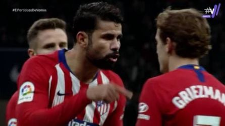 La discusión entre Diego Costa y Antoine Griezmann emitidas por Movistar + durante el encuentro entre el Atlético de Madrid y el FC Barcelona.