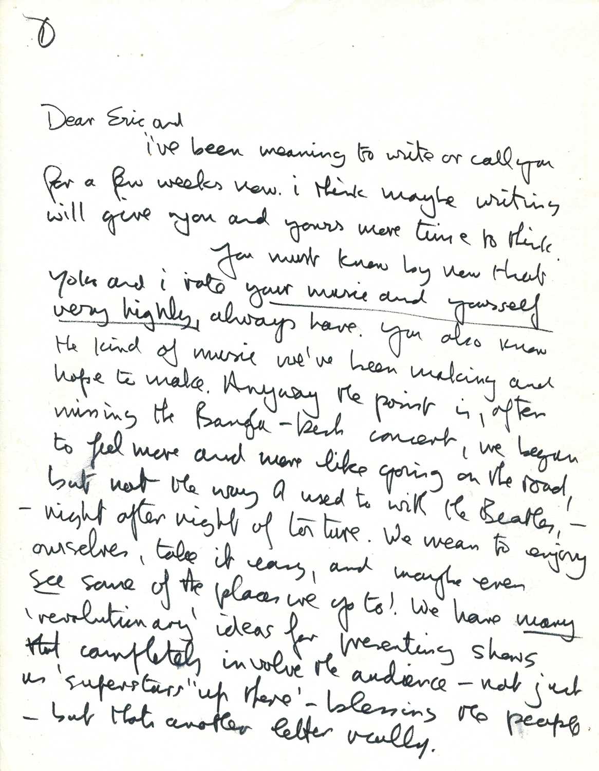 La carta de John Lennon en la que pedía a Eric Clapton formar un supergrupo