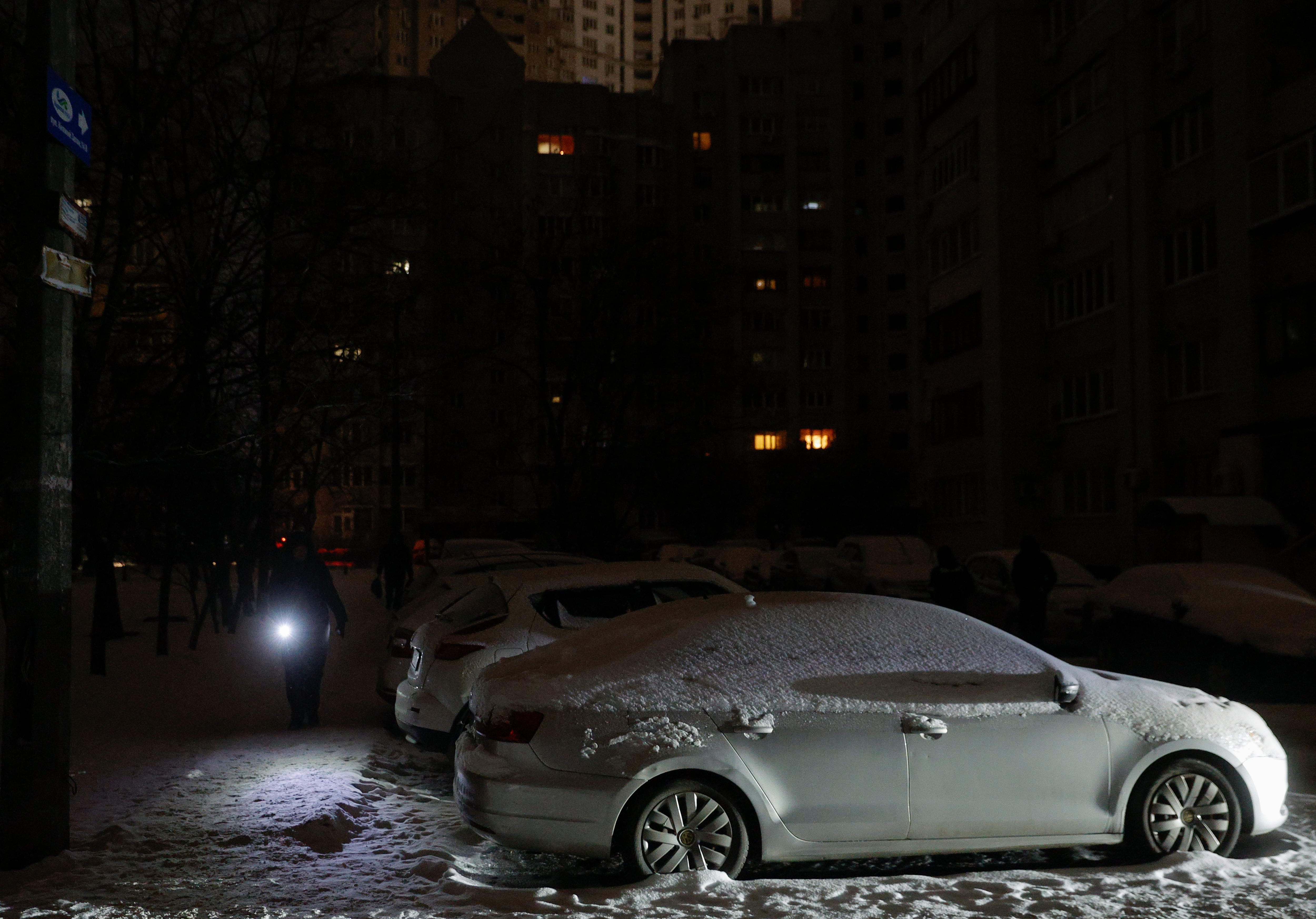 Imagen de esta semana de Kiev en pleno apagón después de una nevada