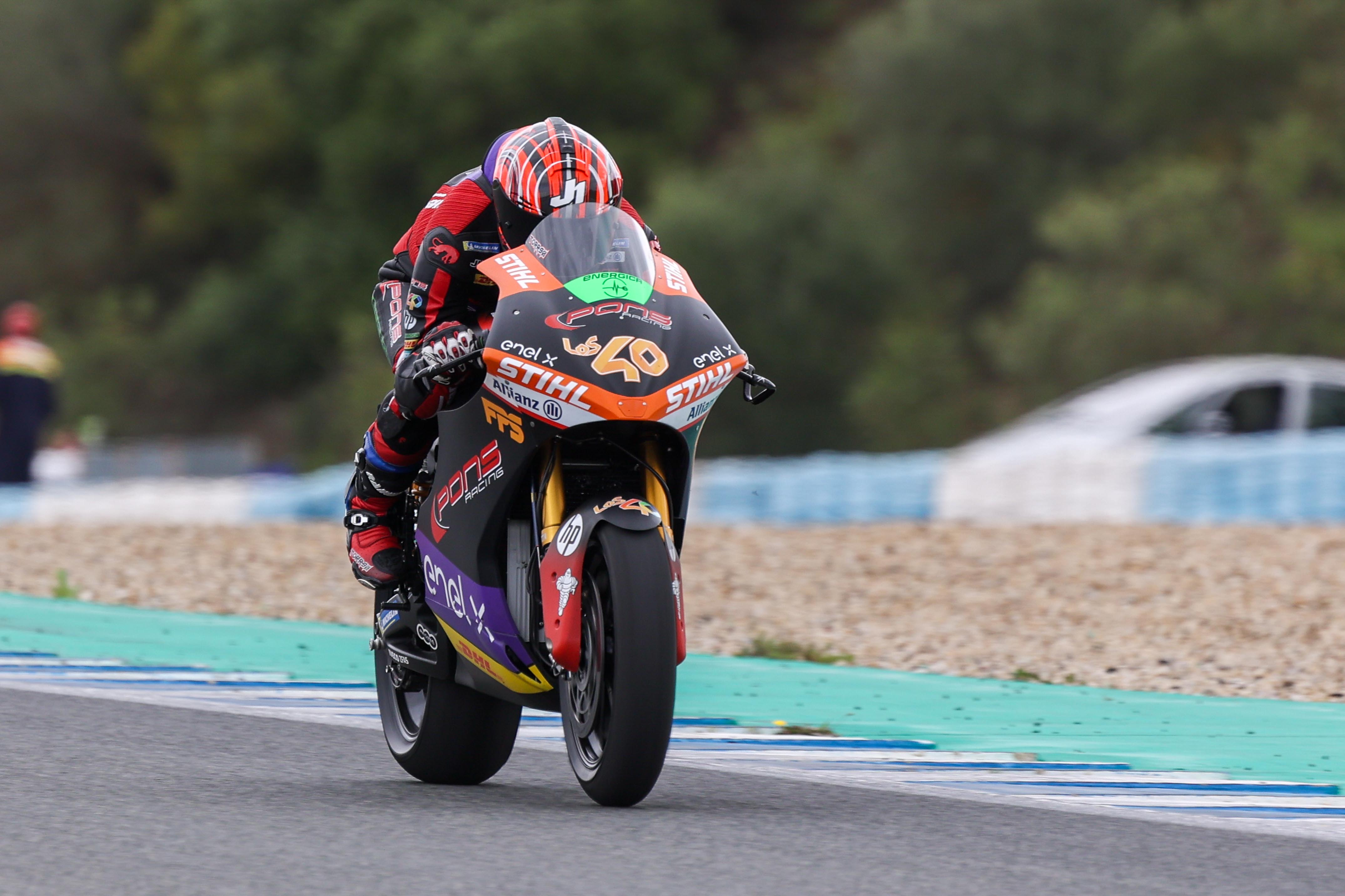 Jordi Torres durante la sesión de entrenamientos del MotoE en el Circuito de Jerez