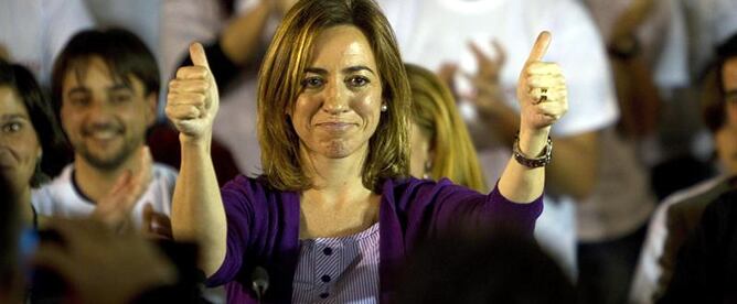 Carme Chacón, durante un acto con simpatizantes del PSOE en Jerez de la Frontera (Cádiz)