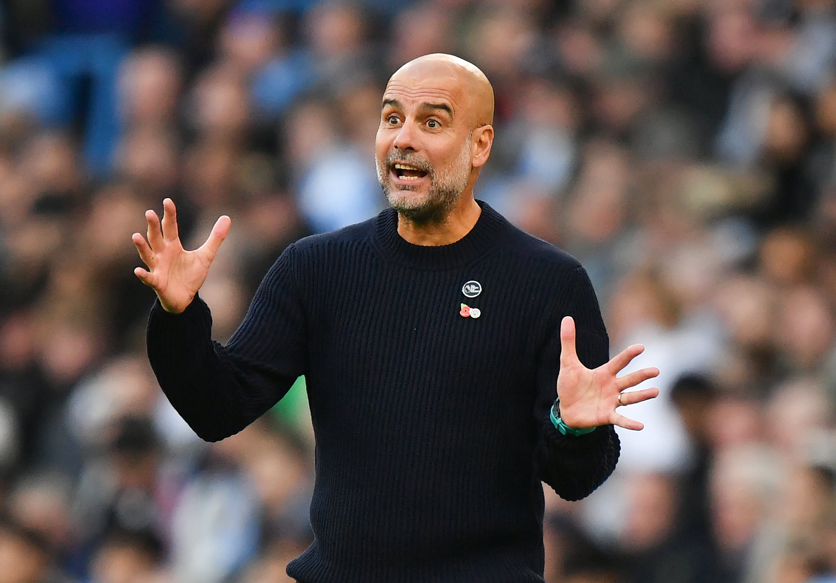 Guardiola, durante un partido del Manchester City