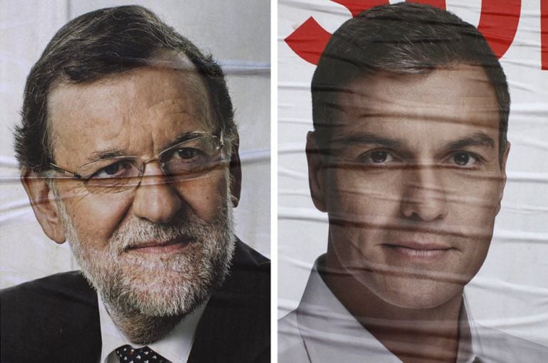 Foto de los carteles electorales de PP, PSOE, Ciudadanos y Podemos de cara a las elecciones del 20-D. 