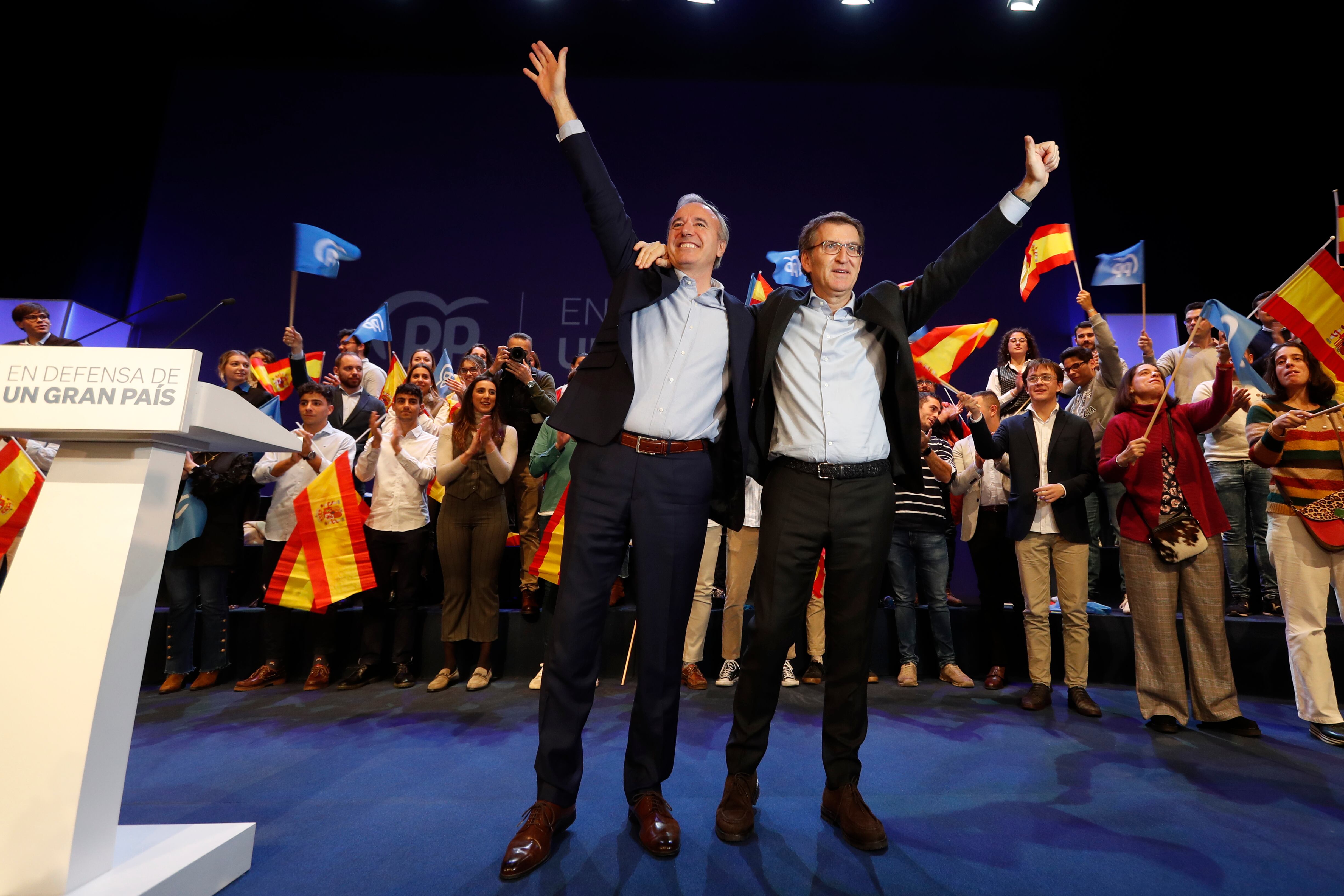 Núñez Feijóo en Zaragoza, junto a Jorge Azcón, en un acto celebrado recientemente