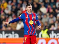 Robert Lewandowski durante el partido de la Copa del Rey frente al Albacete