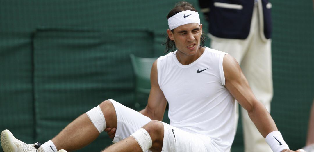 Rafa Nadal, durante la mítica final de Wimbledon 2008 ante Roger Federer