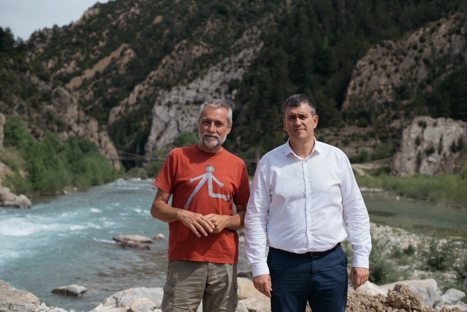 José Ramón Ceresuela y Joaquín Palacín en Jánovas. Foto: CHA