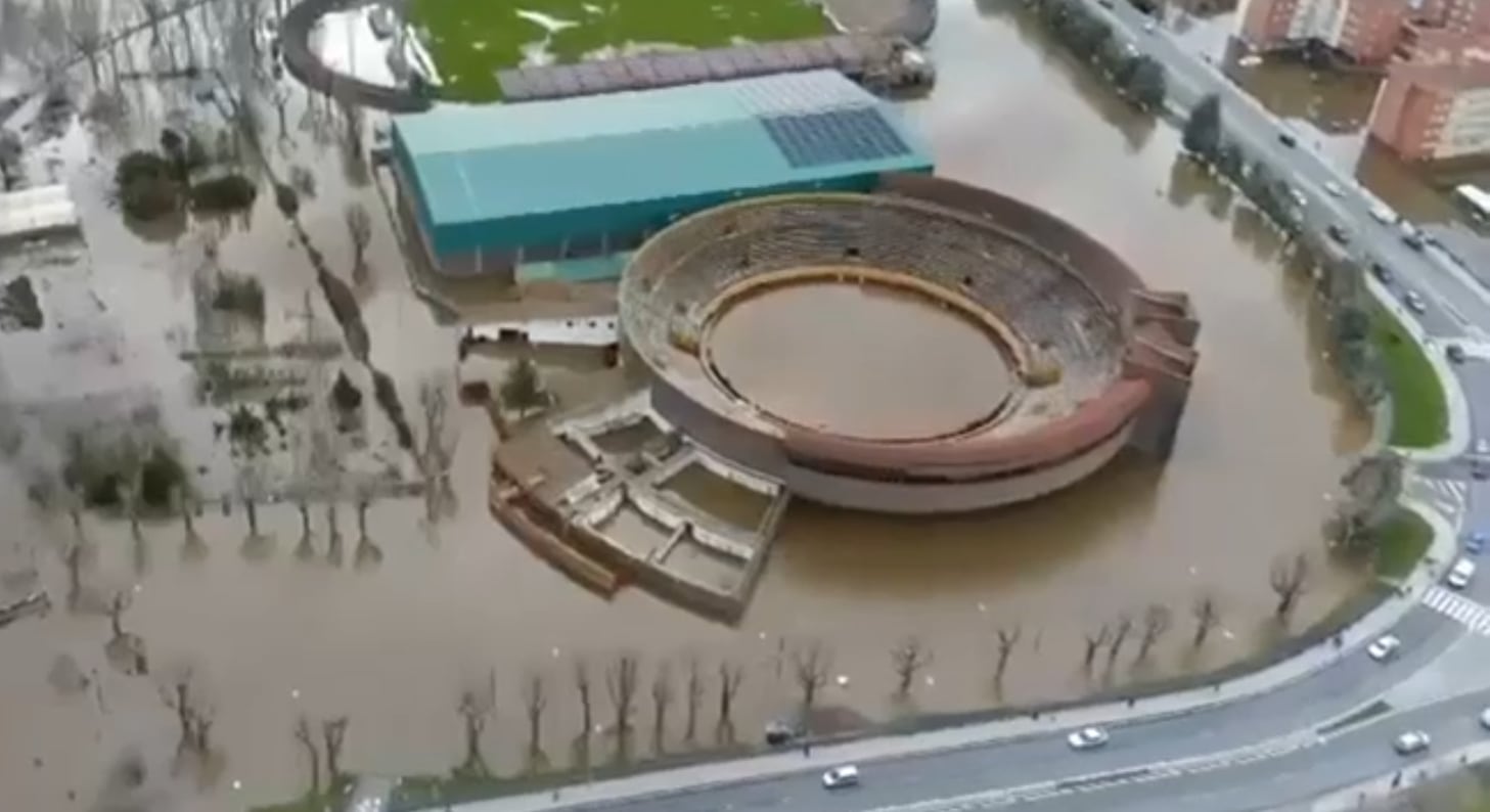 Imagen aérea de las inundaciones del 21 de marzo de 2025 en la ciudad de Ávila