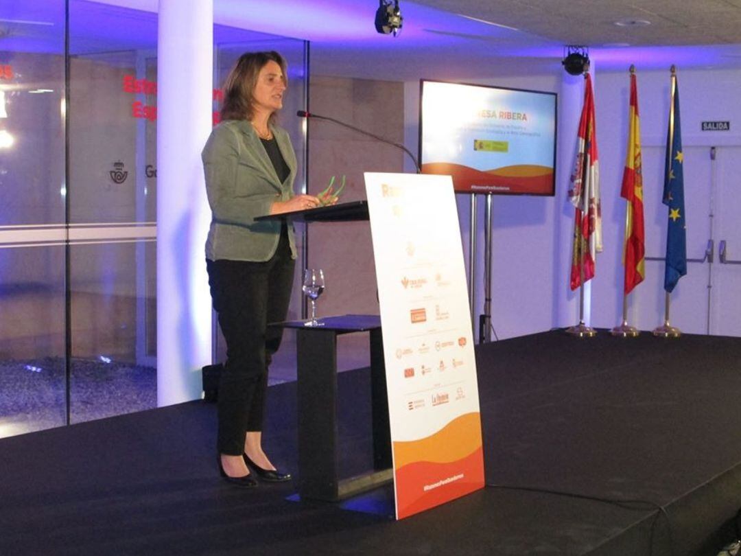 La Ministra Teresa Ribera durante su intervención en el foro sobre despoblación celebrado en Zamora