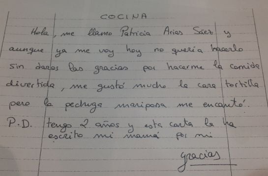 Una carta de agradecimiento.