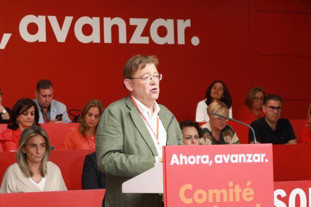 Ximo Puig durante su intervención en el Comité Federal del PSOE