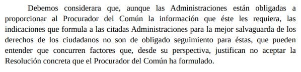 El Procurador del Común recuerda que las resoluciones que emite no son de obligado cumplimiento