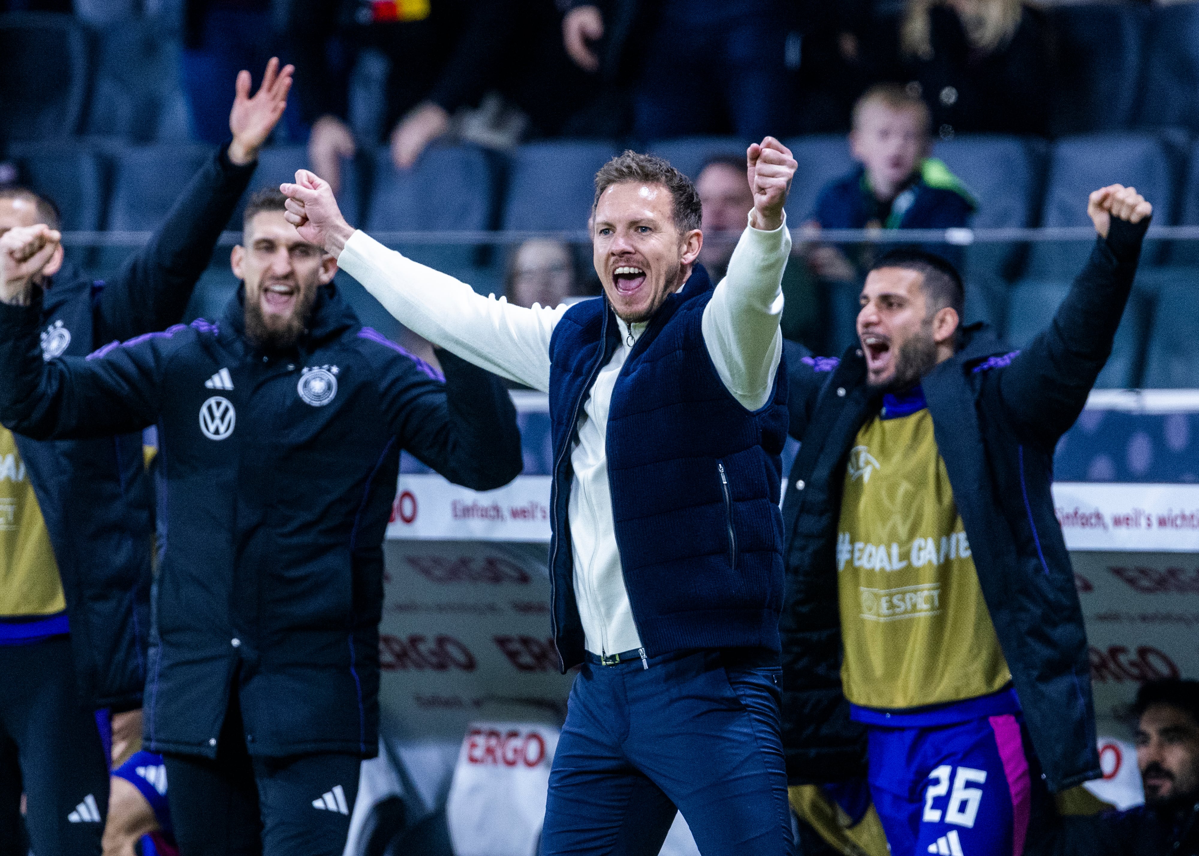 Julian Nagelsmann celebra un gol de la Selección Alemana contra Países Bajos