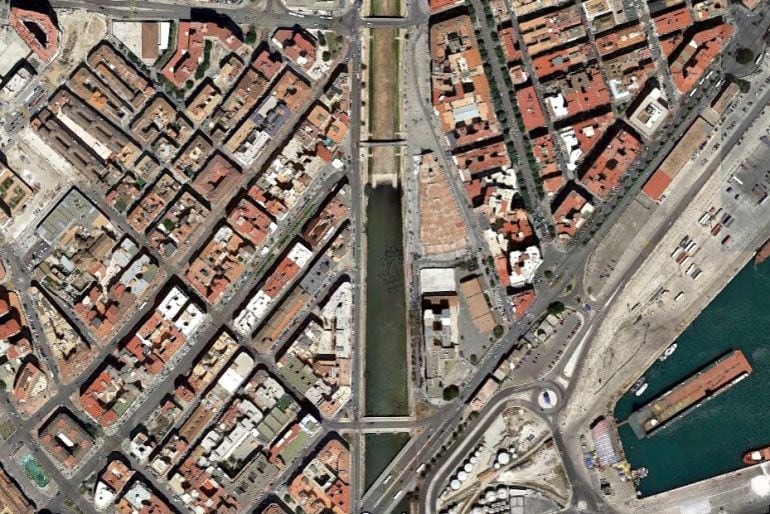 Imagen por satélite del río Guadalmedina (Málaga)