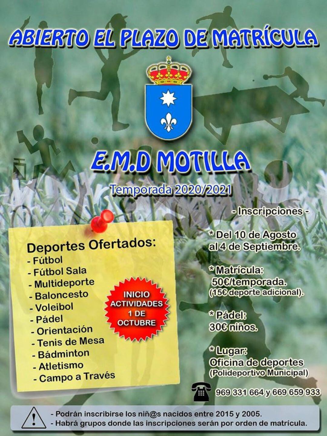 Cartel de inscripción de la EMD de Motilla del Palancar