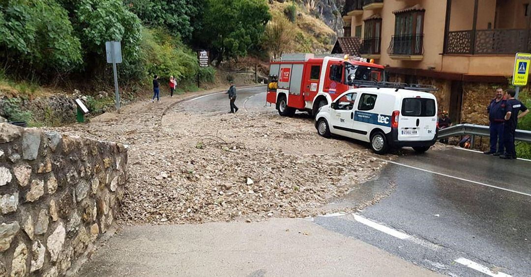 Desprendimiento provocado por las lluvias del pasado lunes en La Iruela.